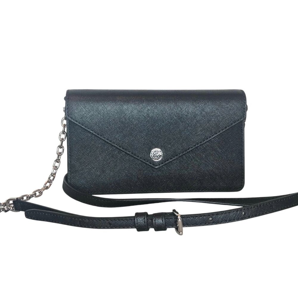 Michael Kors Small Black Saffiano Leather Envelope Crossbody Bag